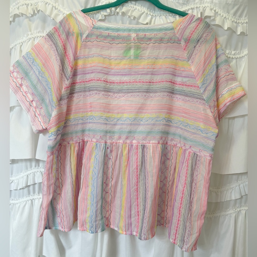 Anthropologie Letty Short Sleeve Babydoll Blouse - Size Large - Picture 6 of 9
